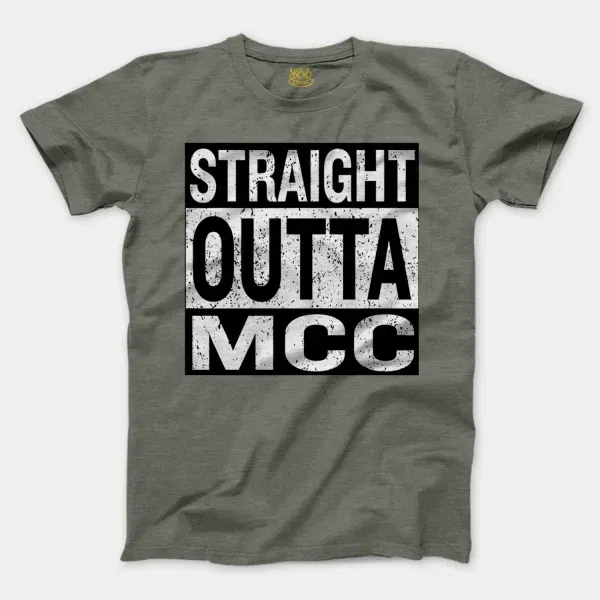 Straight Outta Mcc Men/Unisex T-Shirt in Heather Military Green Color