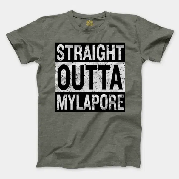 Straight Outta Mylapore Men/Unisex T-Shirt in Heather Military Green Color