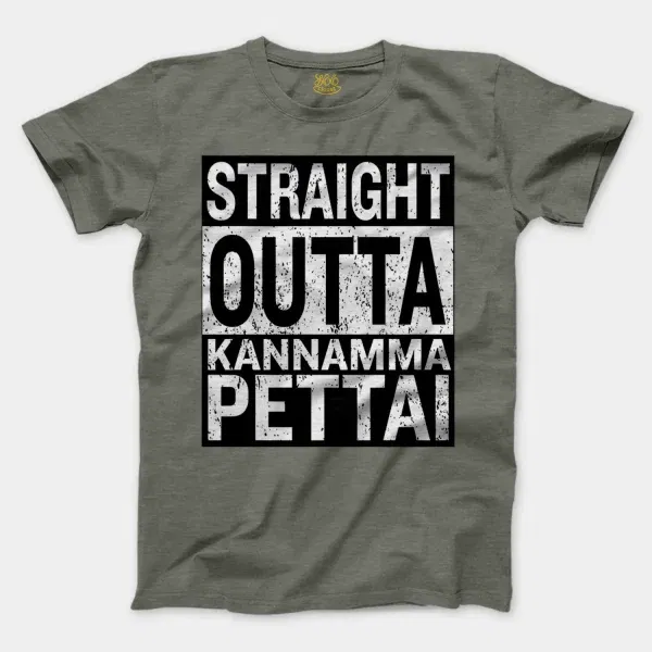 Straight Outta Kannamma Pettai Men/Unisex T-Shirt in Heather Military Green Color