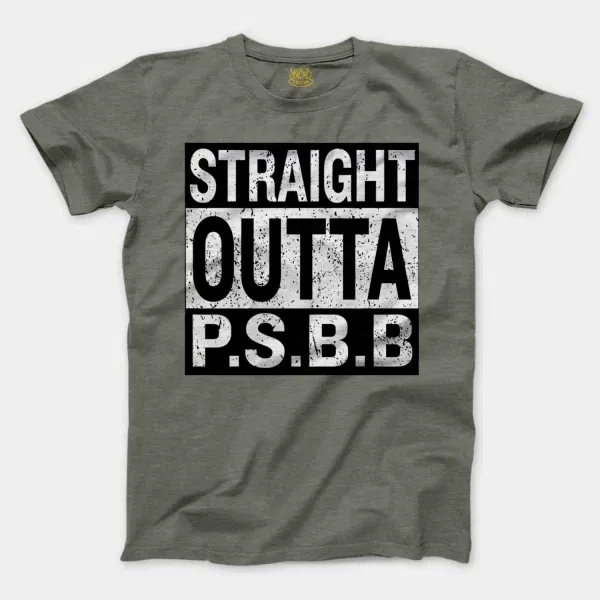 Straight Outta Psbb Men/Unisex T-Shirt in Heather Military Green Color