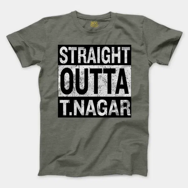 Straight Outta T-Nagar Men/Unisex T-Shirt in Heather Military Green Color