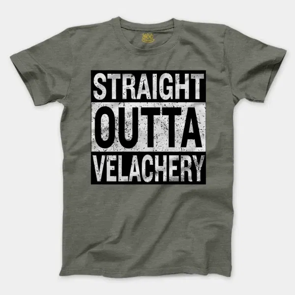 Straight Outta Velachery Men/Unisex T-Shirt in Heather Military Green Color