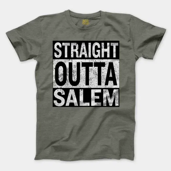 Straight Outta Salem Men/Unisex T-Shirt in Heather Military Green Color