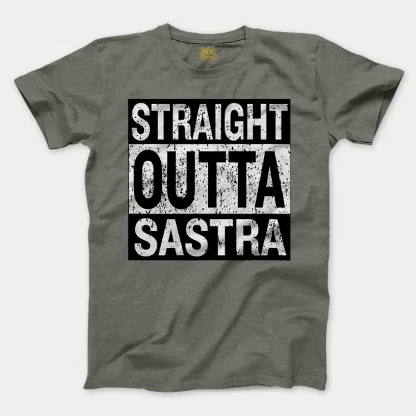 Straight Outta Sastra Men/Unisex T-Shirt in Heather Military Green Color