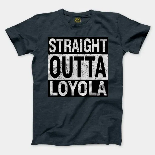 Straight Outta Loyola Men/Unisex T-Shirt in Heather Navy Color