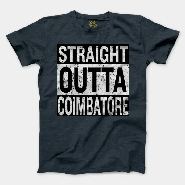 Straight Outta Coimbatore Men/Unisex T-Shirt in Heather Navy Color