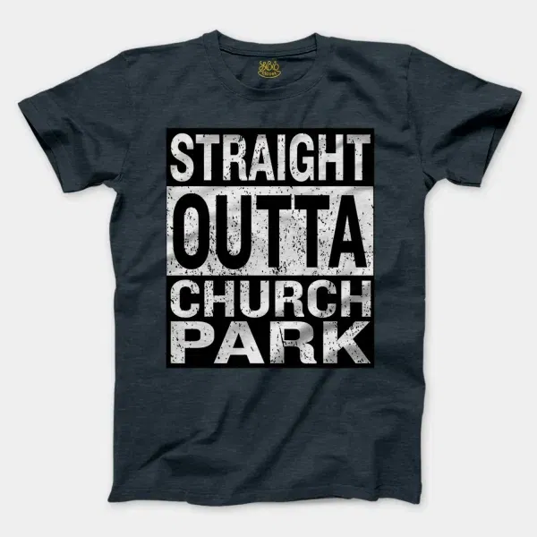 Straight Outta Church Park Men/Unisex T-Shirt in Heather Navy Color