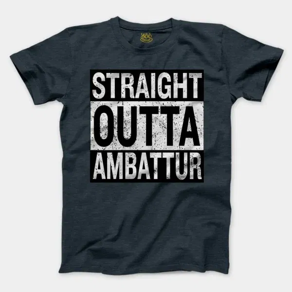 Straight Outta Ambattur Men/Unisex T-Shirt in Heather Navy Color