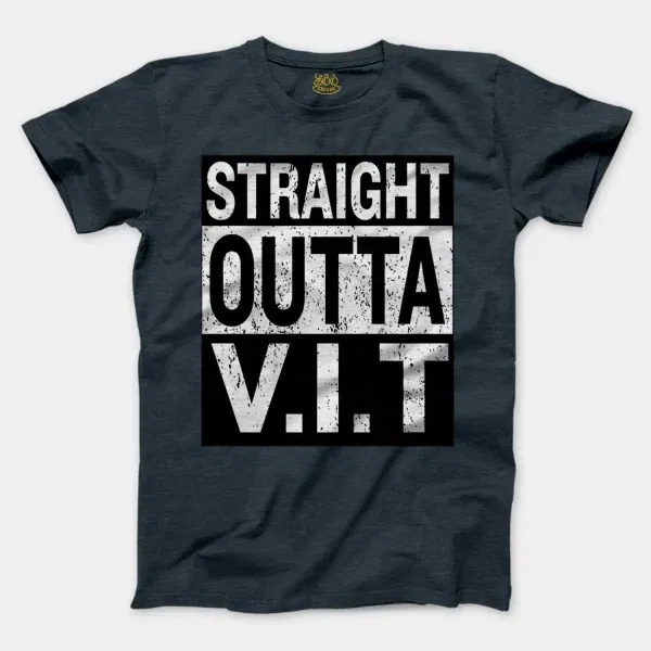 Straight Outta Vit Men/Unisex T-Shirt in Heather Navy Color