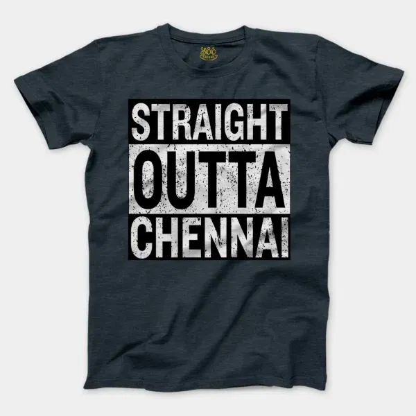 Straight Outta Chennai Men/Unisex T-Shirt in Heather Navy Color