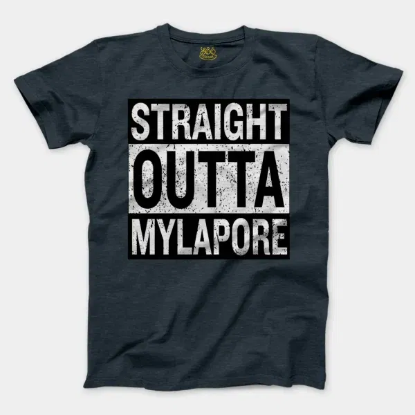 Straight Outta Mylapore Men/Unisex T-Shirt in Heather Navy Color