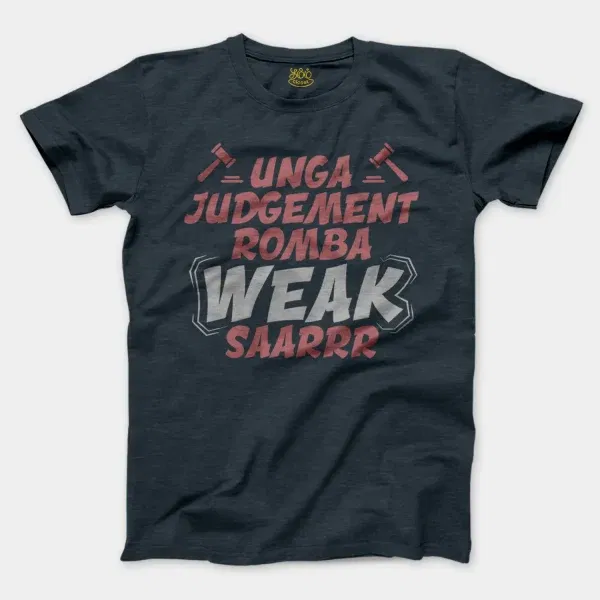 Unga Judgement Romba Weak Saarrr Men/Unisex T-Shirt in Heather Navy Color