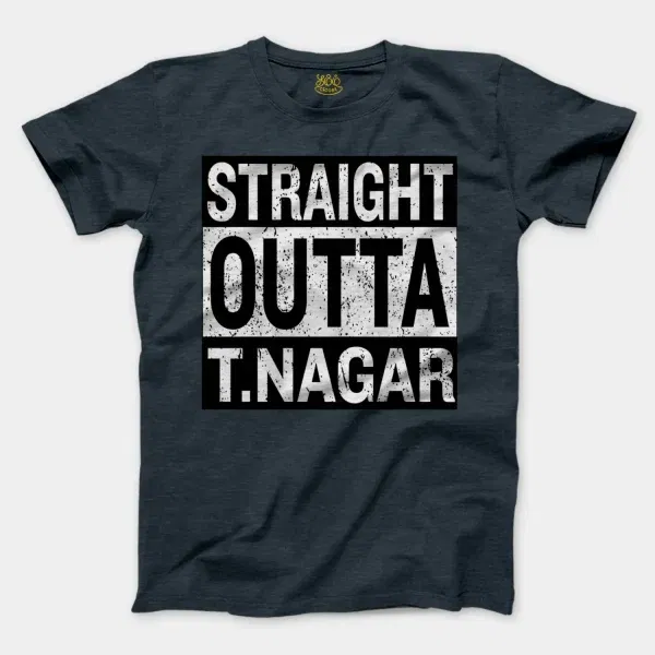 Straight Outta T-Nagar Men/Unisex T-Shirt in Heather Navy Color