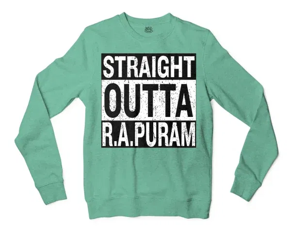 Straight Outta R.a Puram Men/Unisex Long Sleeve Sweatshirt in Heather Sport Dark Green Color