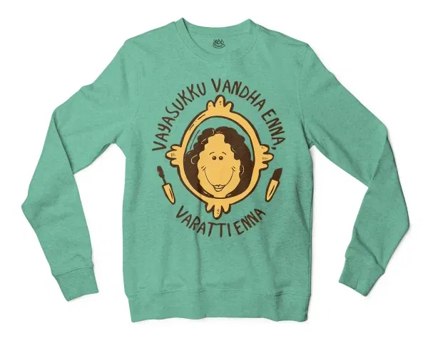 Vayasuku Vantha Enna Varati Enna Men/Unisex Long Sleeve Sweatshirt in Heather Sport Dark Green Color