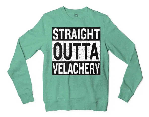 Straight Outta Velachery Men/Unisex Long Sleeve Sweatshirt in Heather Sport Dark Green Color