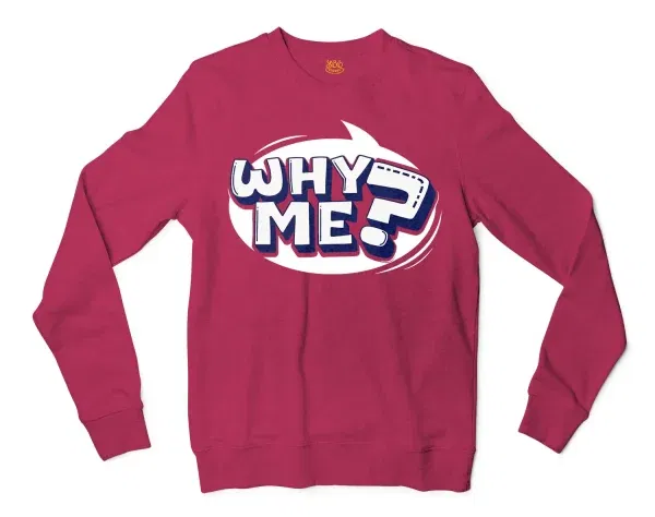 Why Me? Men/Unisex Long Sleeve Sweatshirt in Heather Sport Dark Maroon Color