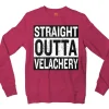 Straight Outta Velachery Men/Unisex Long Sleeve Sweatshirt in Heather Sport Dark Maroon Color