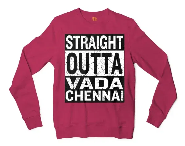 Straight Outta Vada Chennai Men/Unisex Long Sleeve Sweatshirt in Heather Sport Dark Maroon Color