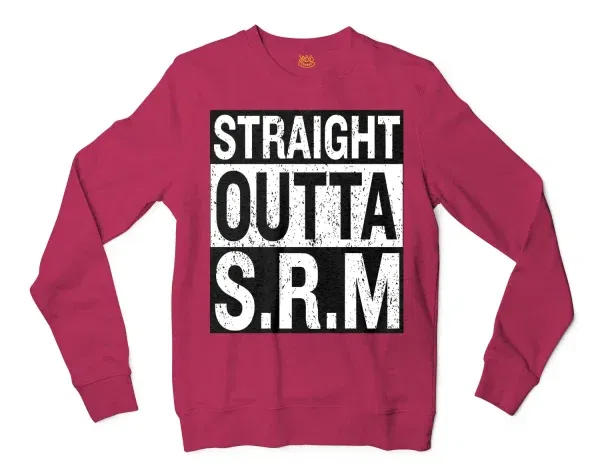 Straight Outta Srm University Men/Unisex Long Sleeve Sweatshirt in Heather Sport Dark Maroon Color