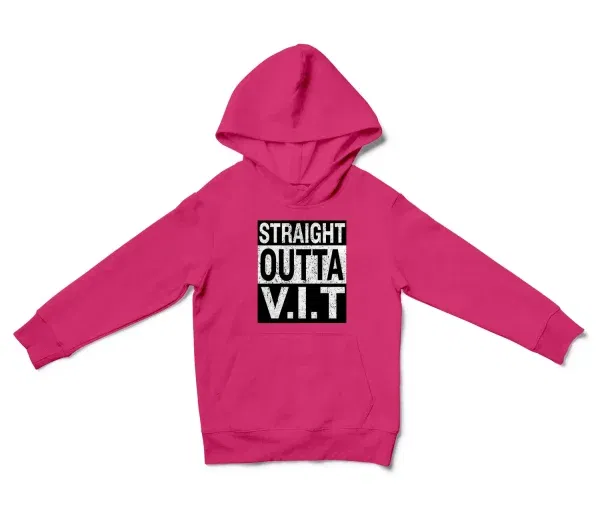 Straight Outta Vit Unisex Youth Hoodie in Heliconia Color