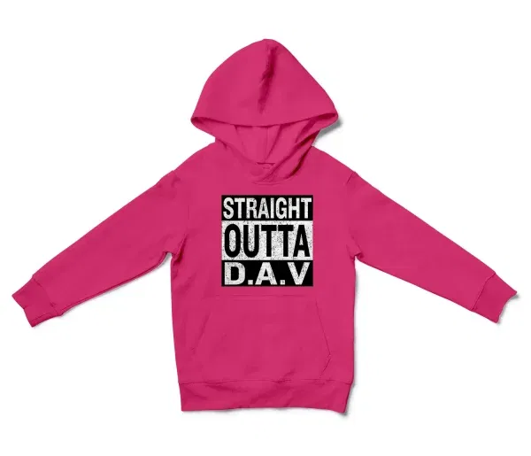 Straight Outta Dav Unisex Youth Hoodie in Heliconia Color