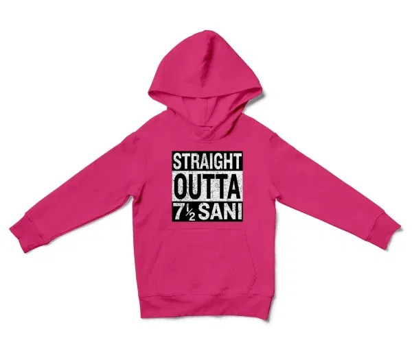 Straight Outta Sani - English Unisex Youth Hoodie in Heliconia Color