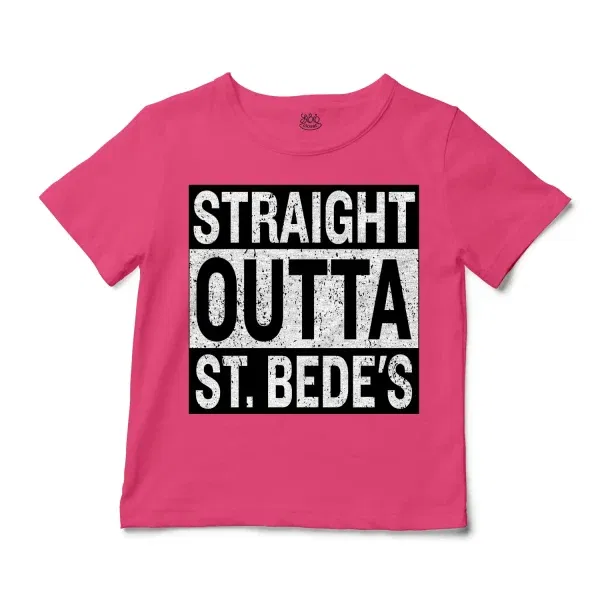 Straight Outta St. Bedes Unisex Toddler T-Shirt in Hot Pink Color