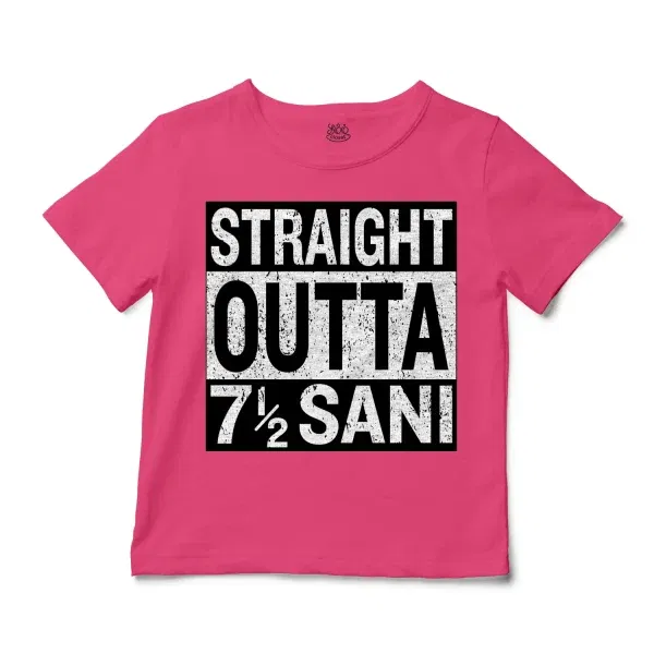 Straight Outta Sani - English Unisex Toddler T-Shirt in Hot Pink Color