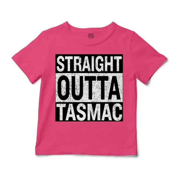 Straight Outta Tasmac Unisex Toddler T-Shirt in Hot Pink Color