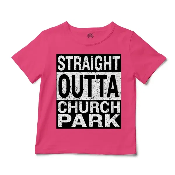 Straight Outta Church Park Unisex Toddler T-Shirt in Hot Pink Color