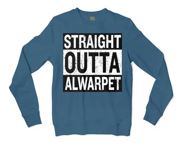 Straight Outta Alwarpet Men/Unisex Long Sleeve T-Shirt in Indigo Blue Color