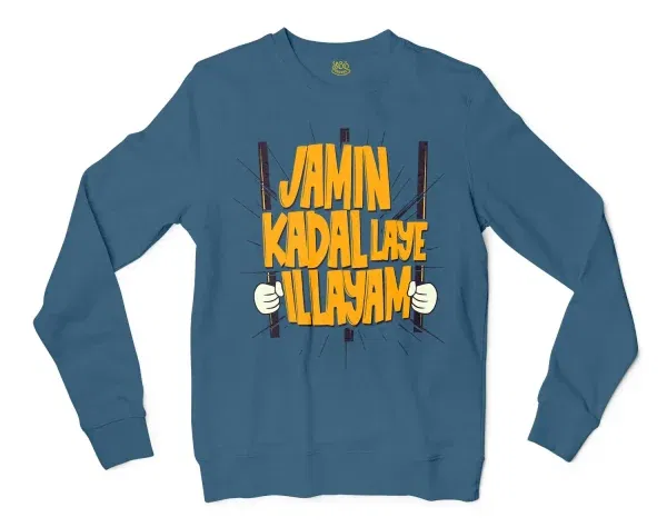 Jamin, Kadal Laye Illayam Men/Unisex Long Sleeve T-Shirt in Indigo Blue Color