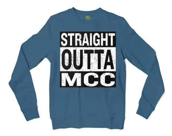 Straight Outta Mcc Men/Unisex Long Sleeve T-Shirt in Indigo Blue Color