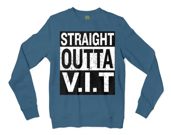 Straight Outta Vit Men/Unisex Long Sleeve T-Shirt in Indigo Blue Color