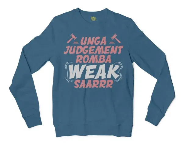 Unga Judgement Romba Weak Saarrr Men/Unisex Long Sleeve T-Shirt in Indigo Blue Color