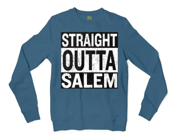 Straight Outta Salem Men/Unisex Long Sleeve T-Shirt in Indigo Blue Color