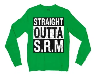 Straight Outta Srm University Men/Unisex Long Sleeve Sweatshirt in Irish Green Color