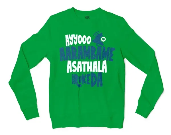 Ayyooo Aarambame Asathala Iruke Da Men/Unisex Long Sleeve Sweatshirt in Irish Green Color