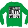 Straight Outta St. Bedes Men/Unisex Long Sleeve T-Shirt in Irish Green Color