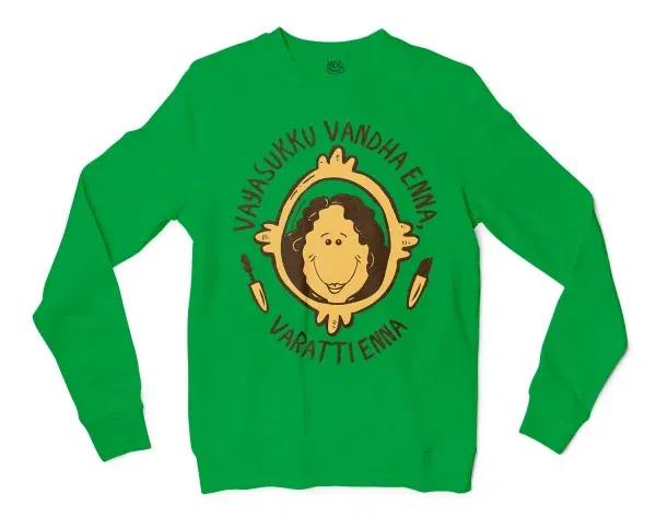 Vayasuku Vantha Enna Varati Enna Men/Unisex Long Sleeve Sweatshirt in Irish Green Color