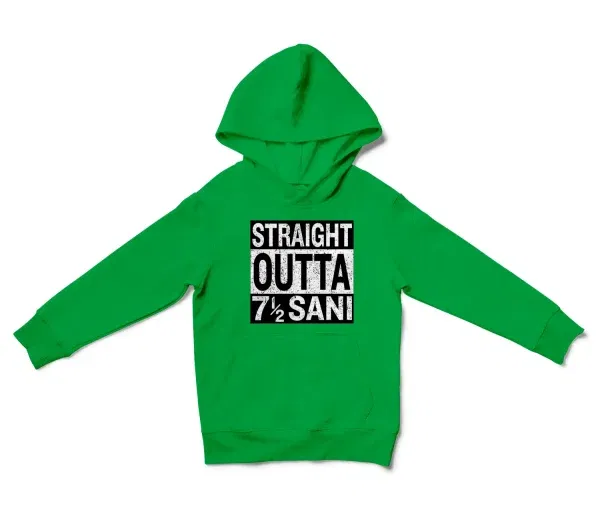 Straight Outta Sani - English Unisex Youth Hoodie in Irish Green Color