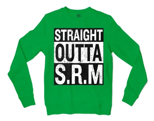 Straight Outta Srm University Men/Unisex Long Sleeve T-Shirt in Irish Green Color