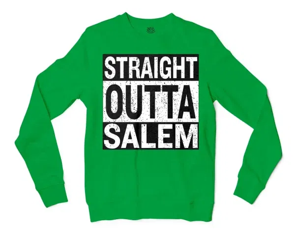 Straight Outta Salem Men/Unisex Long Sleeve T-Shirt in Irish Green Color