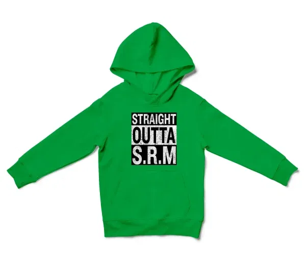 Straight Outta Srm University Unisex Youth Hoodie in Irish Green Color