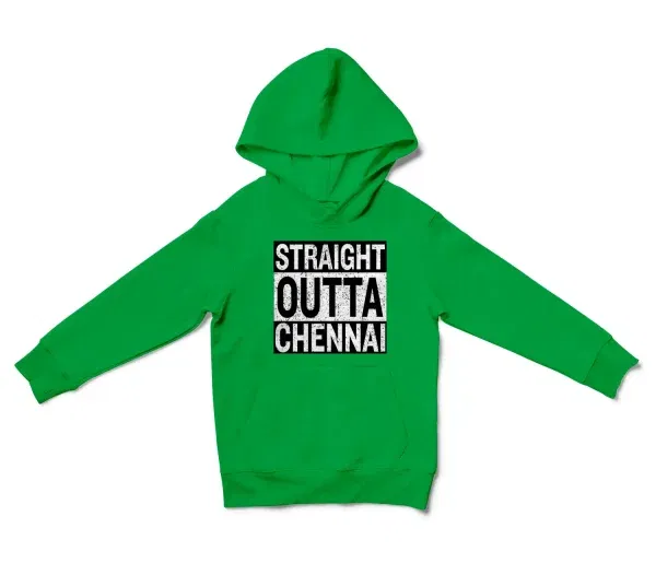 Straight Outta Chennai Unisex Youth Hoodie in Irish Green Color