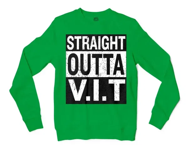 Straight Outta Vit Men/Unisex Long Sleeve T-Shirt in Irish Green Color