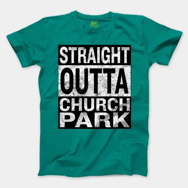 Straight Outta Church Park Men/Unisex T-Shirt in Jade Dome Color