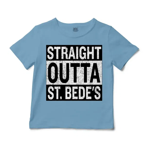 Straight Outta St. Bedes Unisex Toddler T-Shirt in Light Blue Color