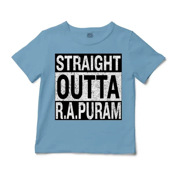 Straight Outta R.a Puram Unisex Toddler T-Shirt in Light Blue Color